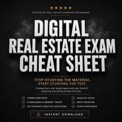 Real Estate Exam Cheat Sheet – INSTANT DOWNLOAD 🔥