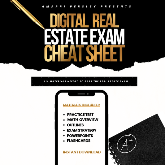 REAL ESTATE EXAM CHEAT SHEET (INSTANT DOWNLOAD)🔥